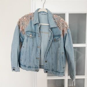 Vici/Polagram Light Blue Embellished Jean Jacket